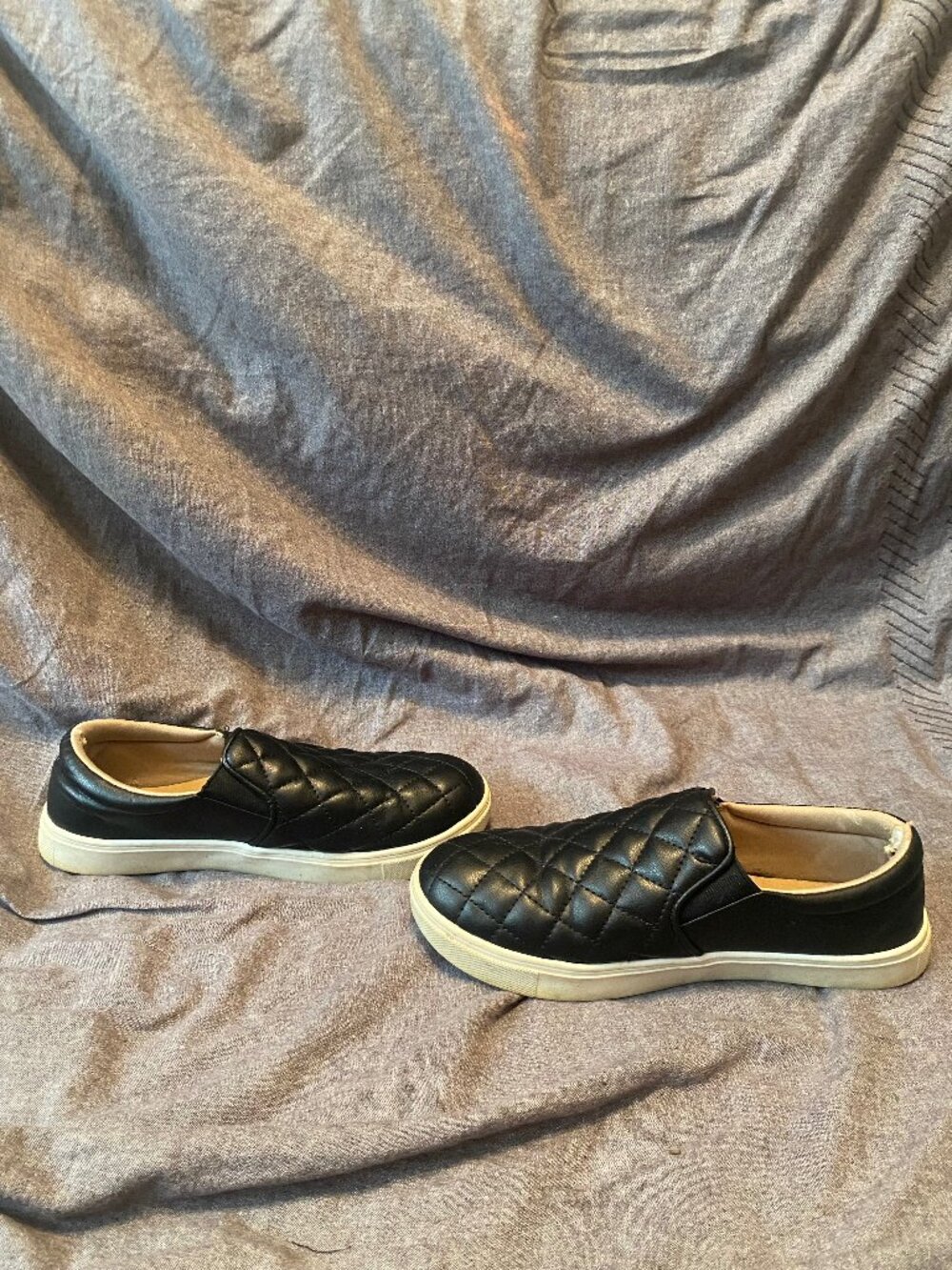 STQ Black Quilted Slip-On Sneakers
